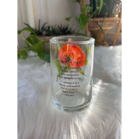 Vintage brockway flower of the month vintage glass cup - poppy august birthday - Picture 4 of 6